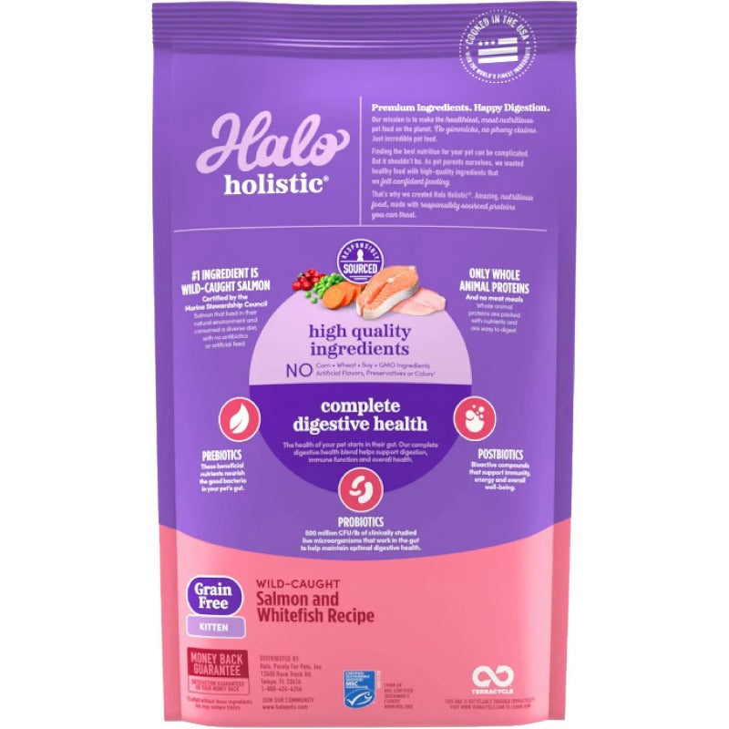 Halo Holistic Grain Free Digestive Health Kitten Dry Cat Food HALO