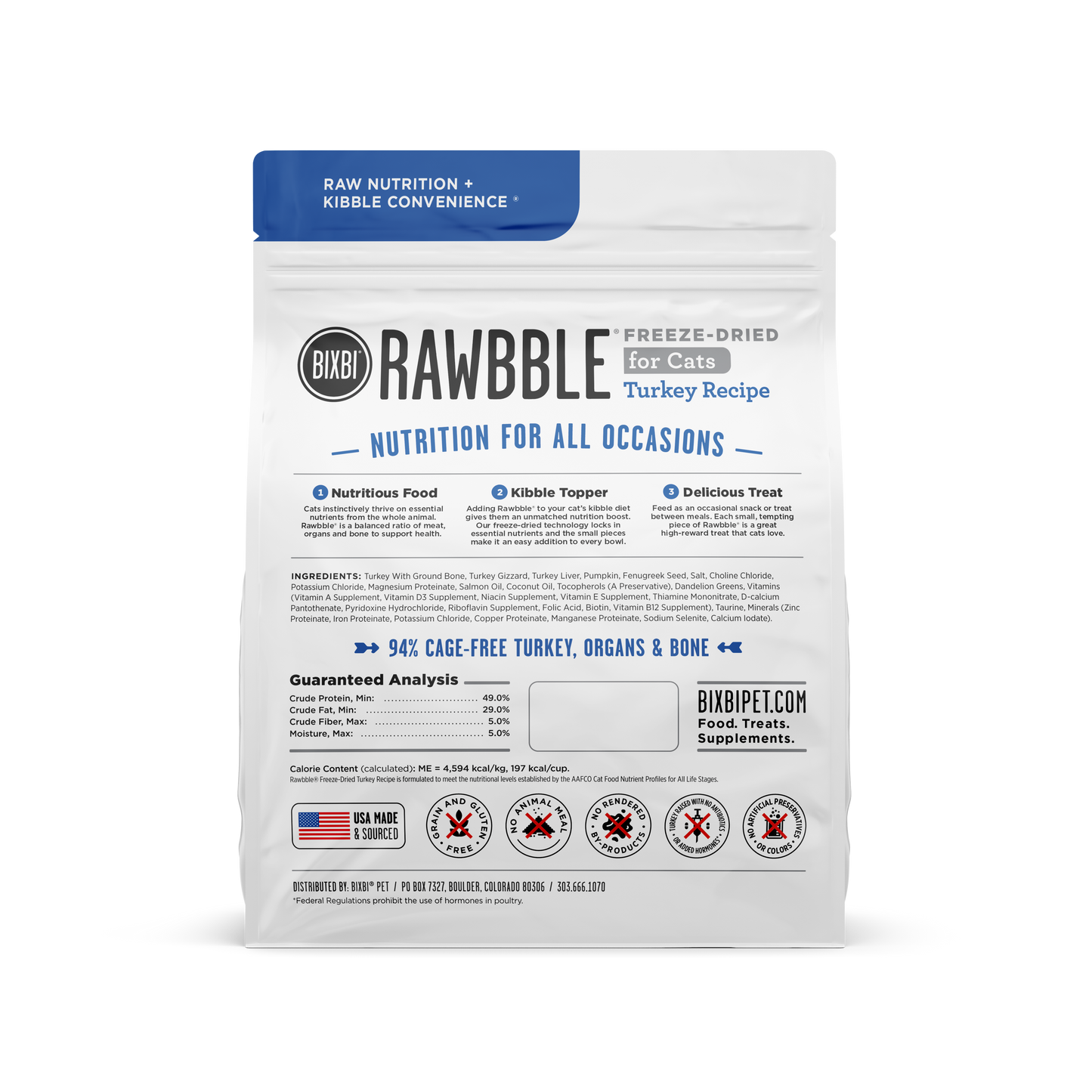 Bixbi Rawbble Digestible Health Freeze-Dried Cat Treat BIXBI