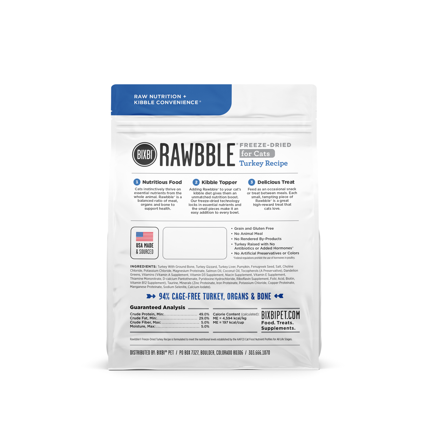 Bixbi Rawbble Digestible Health Freeze-Dried Cat Treat BIXBI