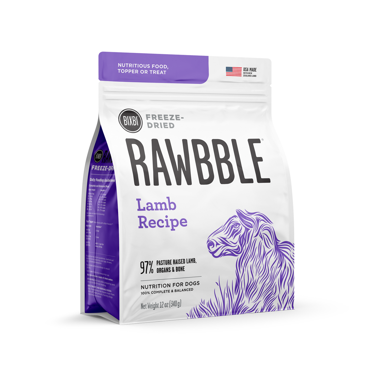 BIXBI Rawbble Lamb Recipe Freeze-Dried Dog Treat Food
