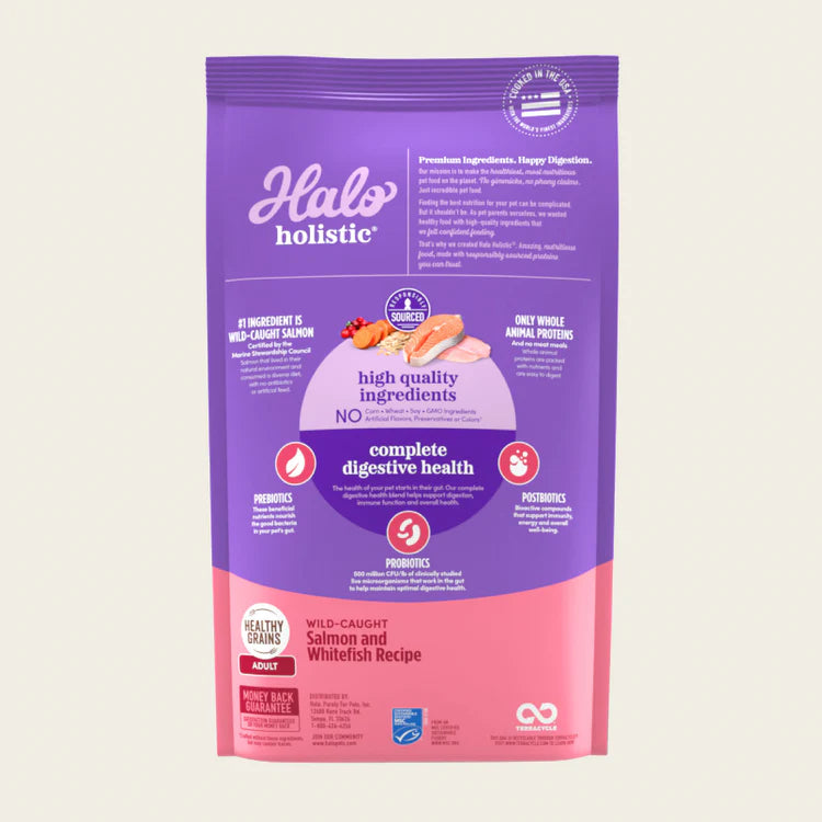 Halo Holistic Adult Cat Dry Food Wild-Caught Salmon & Whitefish Recipe