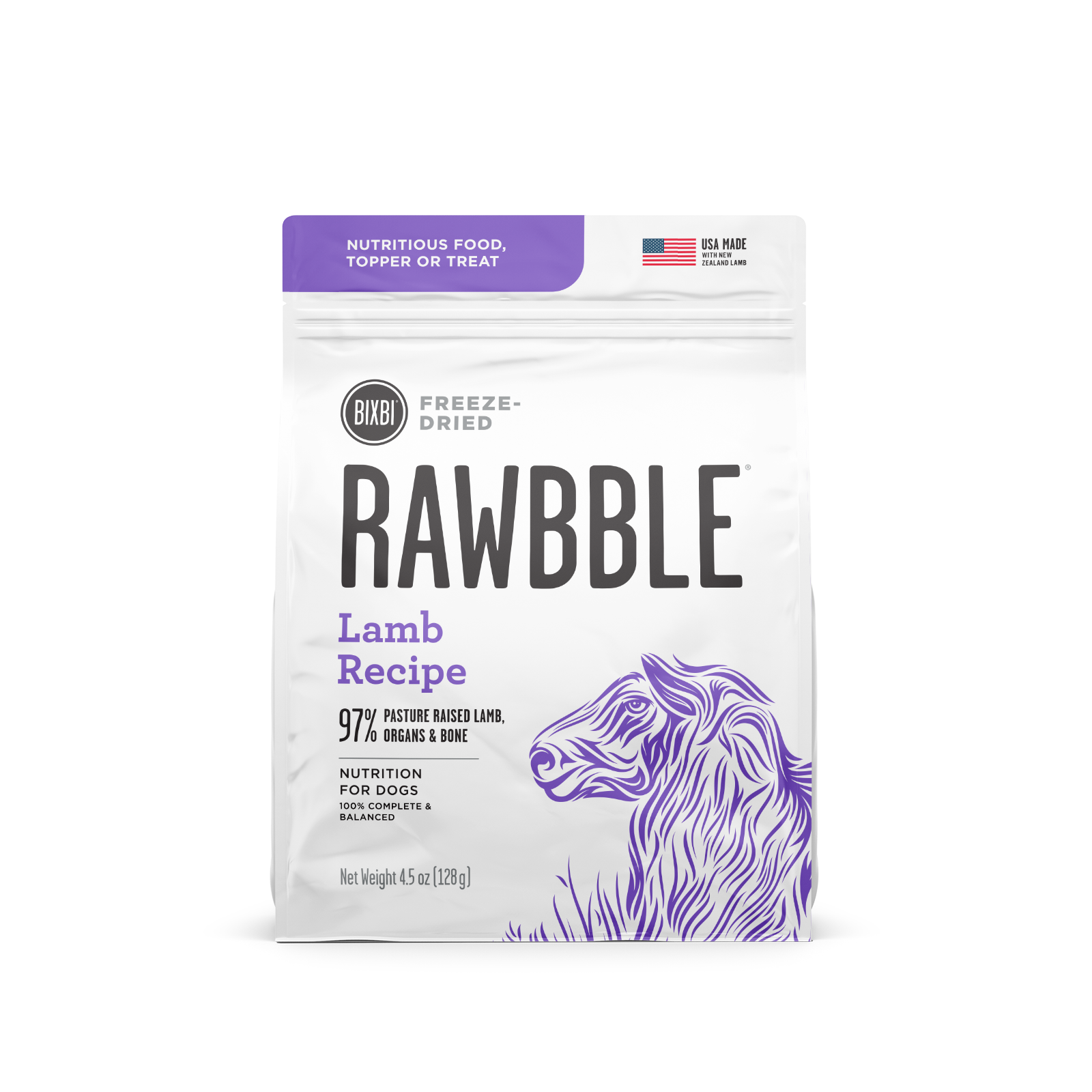 BIXBI Rawbble Lamb Recipe Freeze-Dried Dog Treat Food