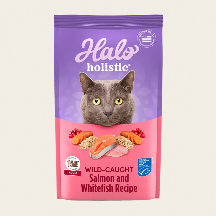 Halo Holistic Adult Cat Dry Food Wild-Caught Salmon & Whitefish Recipe